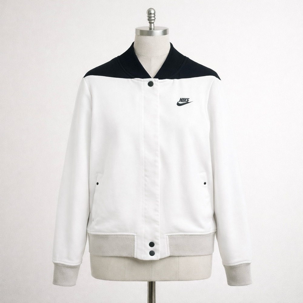 Nike Tech Fleece Destroyer Jacket Sweatshirt Bomber White Beige Black Medium